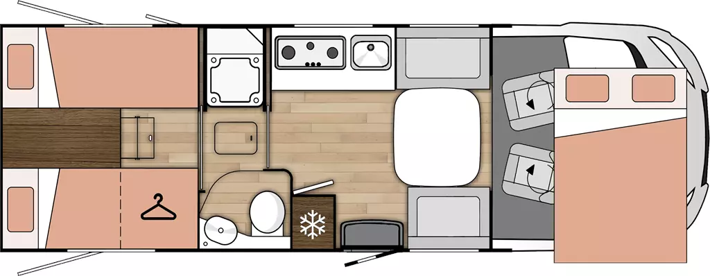 Kamper Benimar Amphitryon 967 Integra Układ Layout