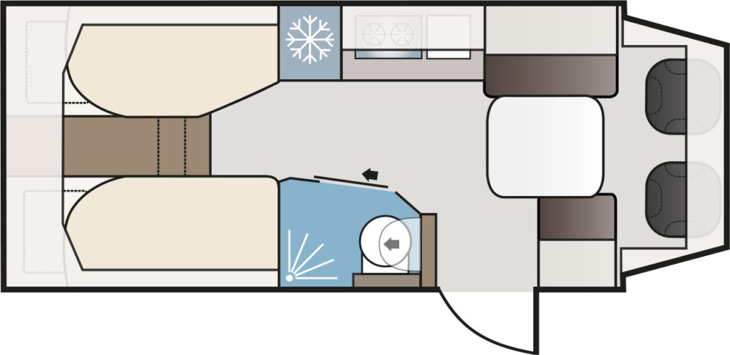 Kamper Kabe Novum 720 LGB Compact Półintegra Układ Layout